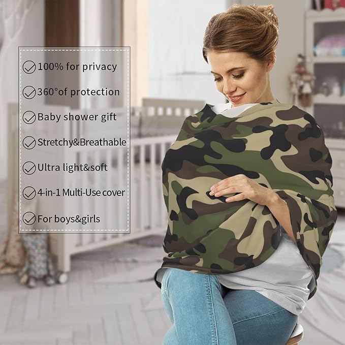 Camo Baby Car Seat Covers Multi-use Carseat Canopy for Boys and Girls Stretchy Infant Carseat Cover Shower Gifts