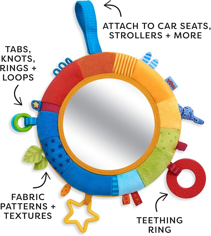 HABA Rainbow Baby Mirror for Tummy Time - Developmental Infant Toy for 6-24 Months - Sensory Toy for Baby Gifts 6 Months and Up