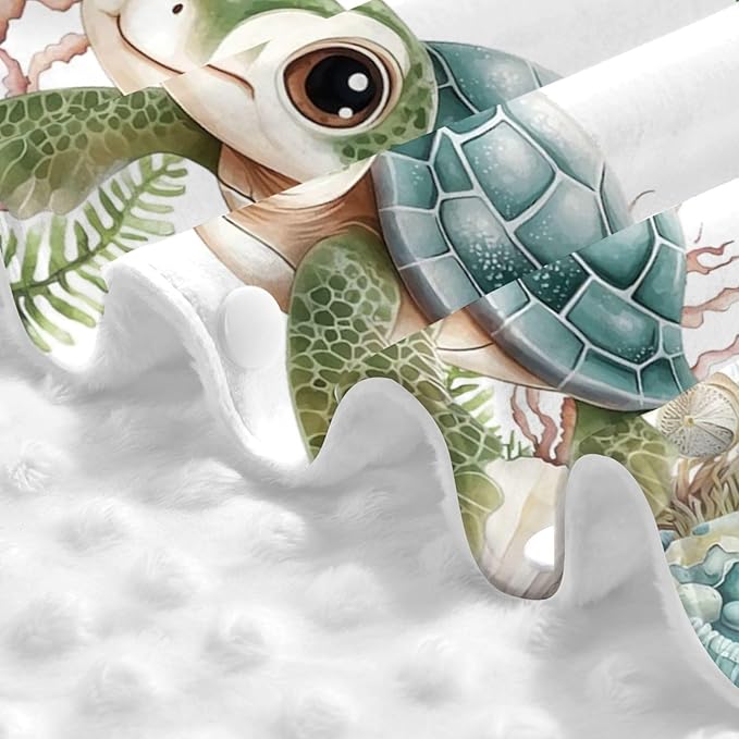 Custom Name Nursing Cover – Sea Turtle Baby Car Seat Canopy, Stroller Cover, Baby Minky Blanket – Personalized Newborn Shower Gift for Infant Boys & New Moms
