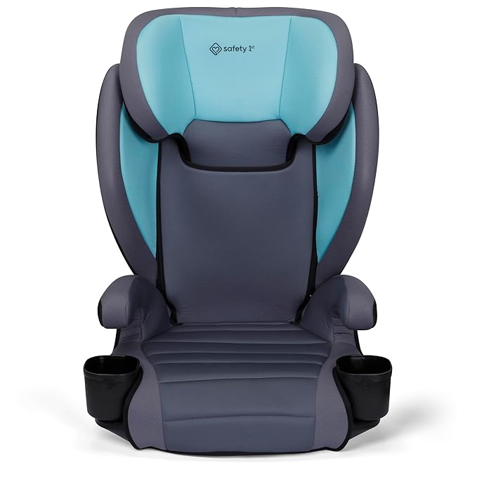 Safety 1st Grow and Go 2-in-1 Booster Car Seat with ComfortWings, Converts High-Back to Backless, 19" Wide, Fits 3 Across, Lightweight, Foldable, Easy-Clean, Cup Holders, 40-100 lbs, Beach Wave