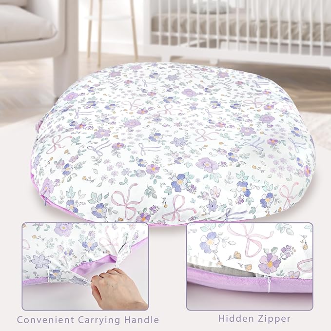 SWESEN Newborn Lounger Cover, 1 Pack Soft Removable Slipcovers for Infant Lounger, Cozy Baby Lounger Cover for Boys and Girls, Covers Only, Purple Floral