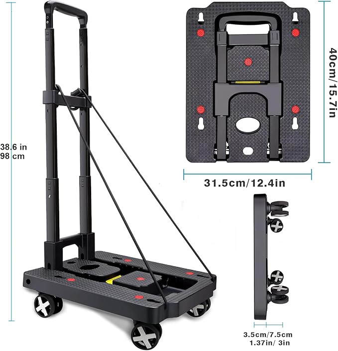 Car Seat Dolly for Airport - CarSeat Roller Cart Wheels for Airplane - Car Seat Travel Cart Carrier with Straps Foldable Luggage Trolley Folding Hand Truck(Green)