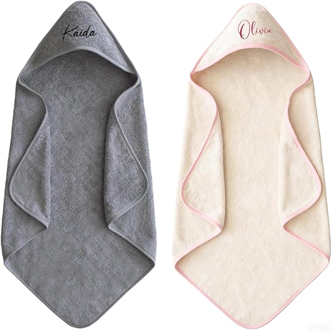 Customized Cotton Baby Towels with Hood, Personalized Baby Bath Towels for Newborn with Embroidery Name, Fluffy Fleece Blanket Baby Boys Girls Must Haves