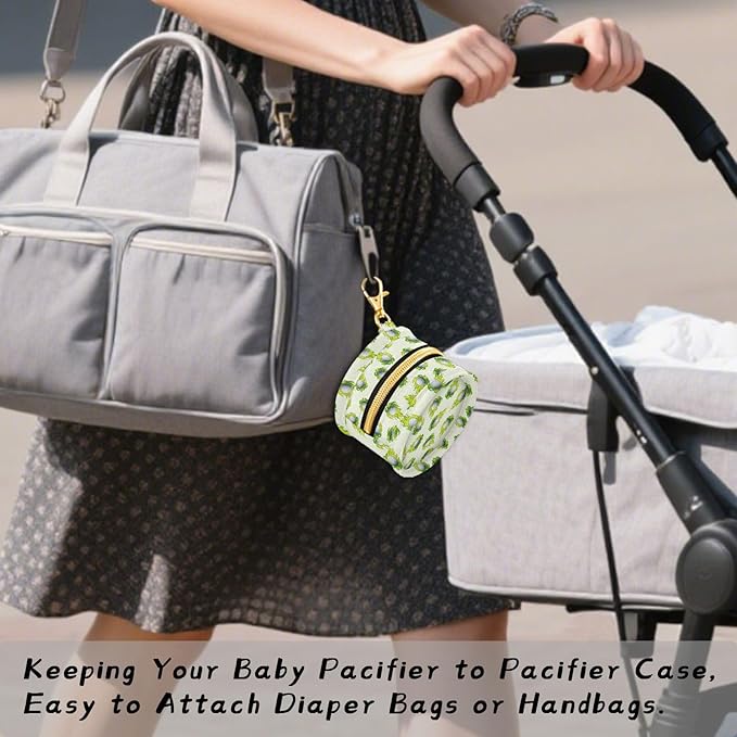 Golf Ball Flame Green Print Pacifier Holder Case for Diaper Bag Portable Travel Pacifier Storage Case with Clip Newborn Baby Pouch for Baby Boys Girls Purse Outdoor