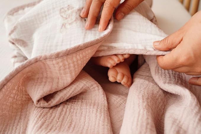 Little Jump Muslin Hooded Baby Bath Towels - 2 Pack 100% Cotton Towel for Babies, Infants, Toddlers - 32x32Inch - Highly Absorbent and Newborn Essential (Bunny)