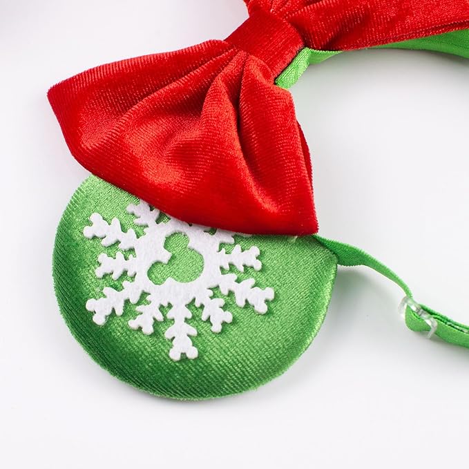 JIAHANG Velvet Mouse Ears Elastic Headband with Red Bow, Baby Girls Hair Bow Adjustable Hairband, Fashion Headwear for Newborn Infant Toddlers