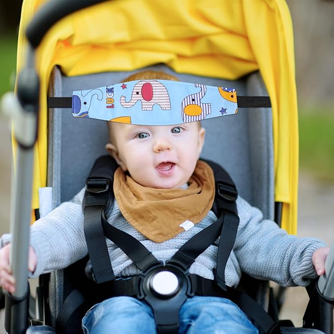 HESTYA 2 Pcs Carseat Head Support Toddler, Stroller Seat Headrest for Sleeping Traveling, Neck Relief Headband Strap for Kids Children Toddler Infant(Elephant)