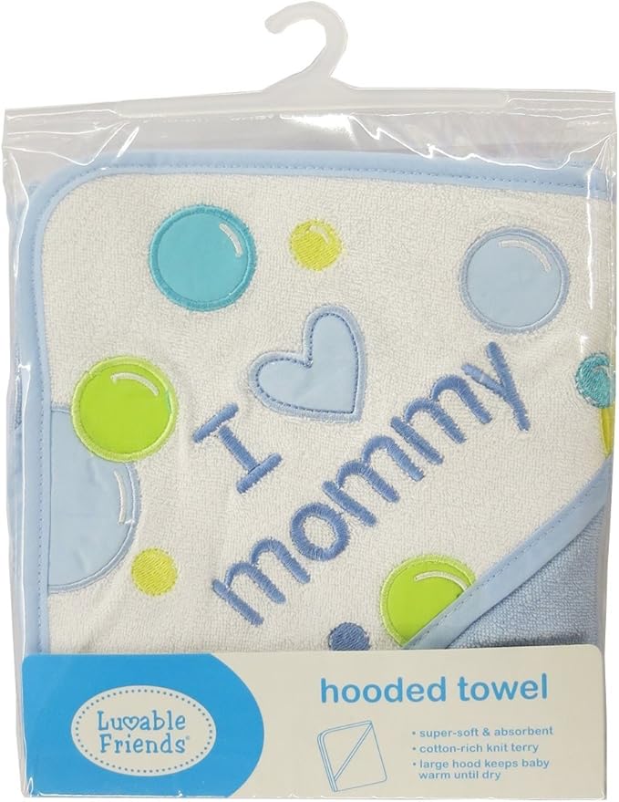 Luvable Friends Unisex Baby Hooded Towel, Blue Dad, One Size