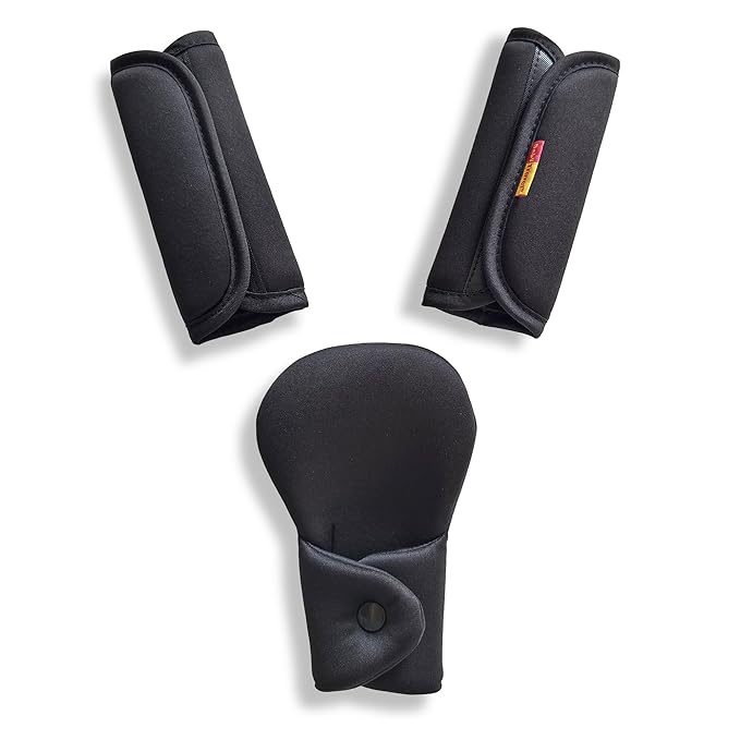 SeedFuture Car Seat Strap Cover Set for Baby, Covers with Crotch Pad Combo for Car Seats, Strollers, Black
