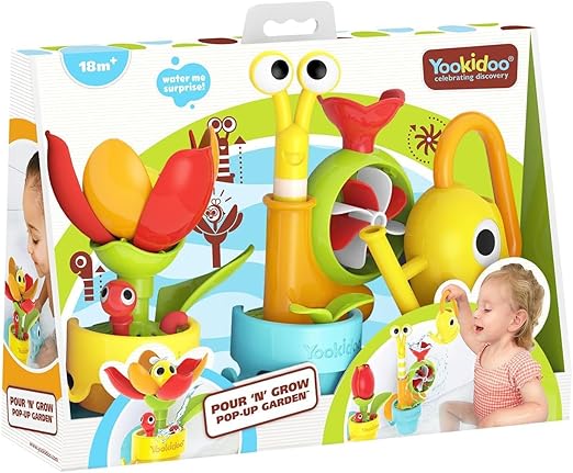 40218 YOOKIDOO Ephemeral Garden Baby Bath Toy with Garden Theme - Bath and Shower Game - Watering Can, Snail, Flowers - Baby Gift from 18 Months