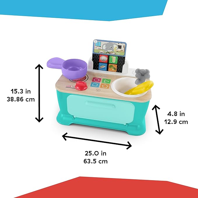 Baby Einstein + Hape Magic Touch Kitchen Play Toy Cooking Stove Set with Real Sounds and Music, Fine Motor Skill Development, Ages 1, 2, 3, 4+