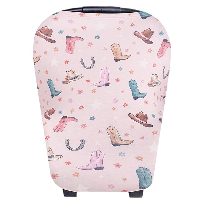 Baby Car Seat Cover Canopy and Nursing Cover Multi-Use Stretchy 5 in 1 Gift Cheyenne by Copper Pearl