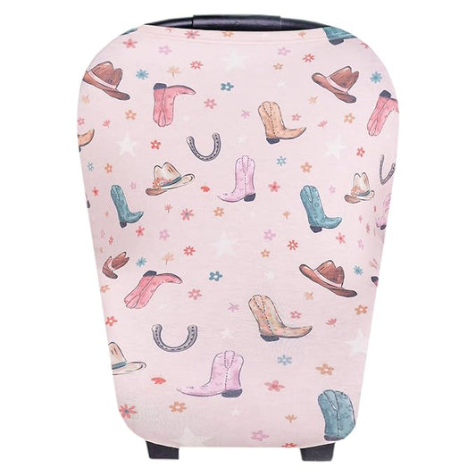 Baby Car Seat Cover Canopy and Nursing Cover Multi-Use Stretchy 5 in 1 Gift Cheyenne by Copper Pearl