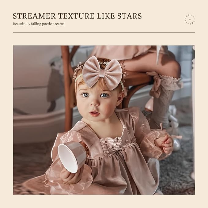 Velvet Baby Bows Headbands Solid Elastic Baby Girl Hair Bows Handmade Newborn Hair Band Bows Infant Toddlers Kids Hair Accessories 3 Pcs Beige Khaki Black