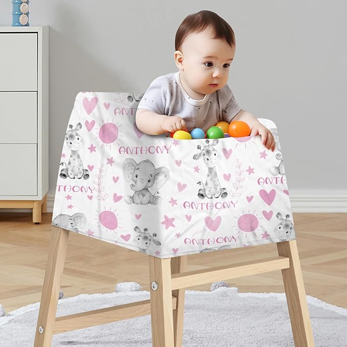 Personalized Baby Car Seat Cover Stroller Canopy: Custom Name Newborn Baby Boy Girl Elastic Animals Nursing Cover for Moms First Birthday Gift Elephant(one Size)