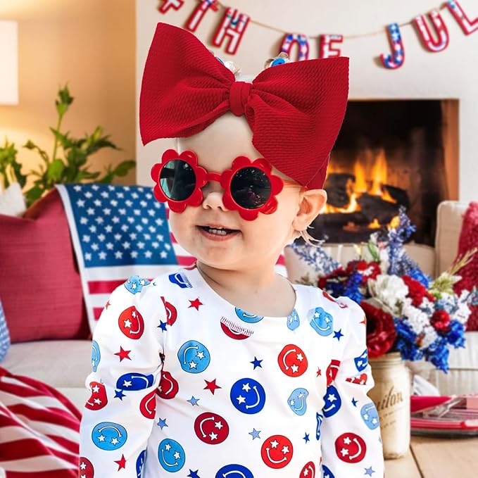4th July 7” Large Baby Bows for Baby Girls Hairband Hair Accessories 2pcs/Pack