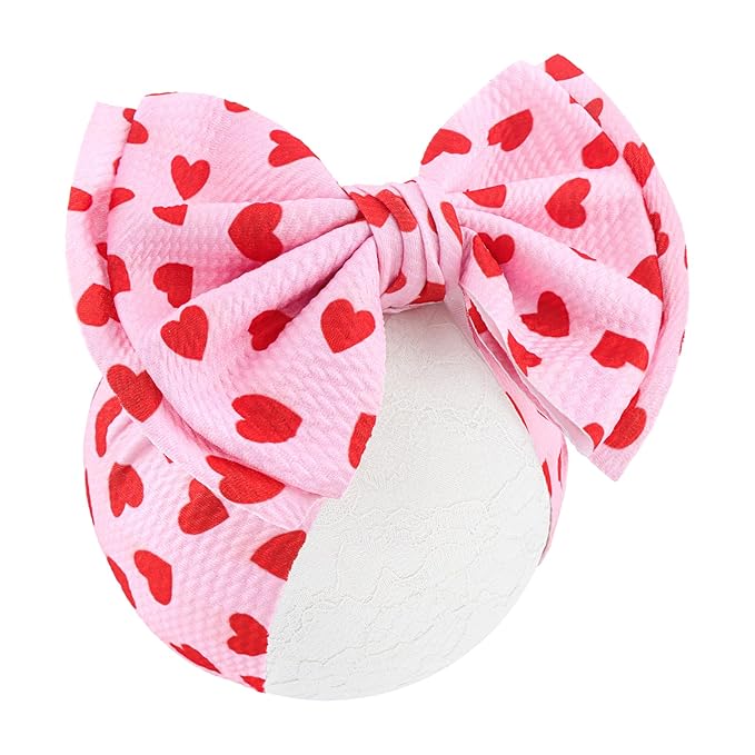 YanJie Valentines Baby Headband Bow Large Hair Bows Red Headband Wide Newborn Bows Pink Heart Handmade Hairbands Hair Accessories Gift Girls Outfit