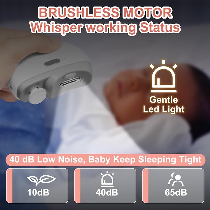 Electric Nail Clipper & Baby Nail Trimmer Polisher 3 in 1 (Not for Toenail) with Nail Scraps Storage, LED Light, 2 Speeds, Rechargeable Fingernail Clipper for Baby, Adults, Seniors, White