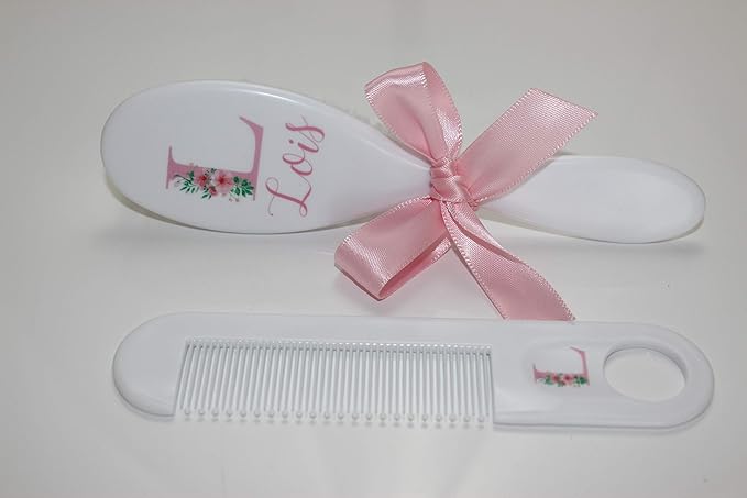 Personalized Baby Gift - Baby Brush, Comb & Pacifier - Suitable for Ages 0-3 Years, New Baby Gift - Pink Floral