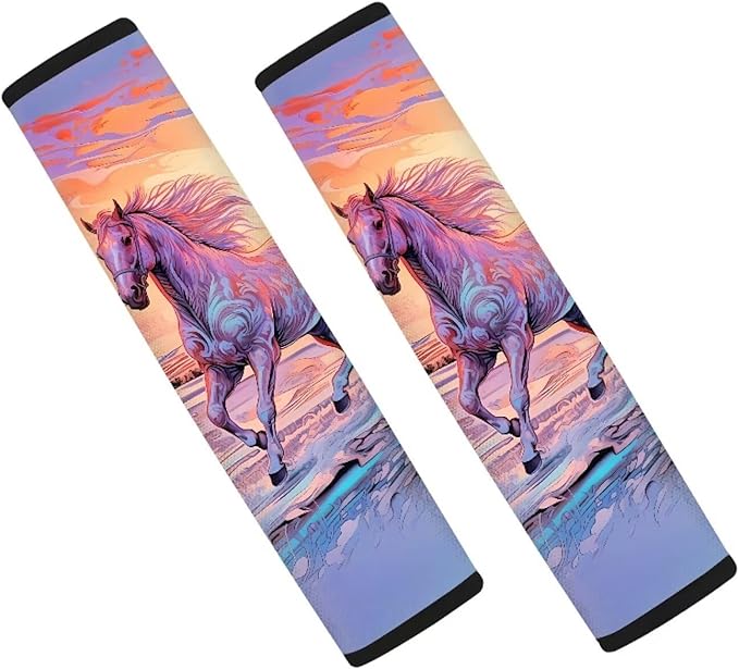 AFPANQZ Two Pack Car Seat Belt Cover Pads Drivers Shoulder Protetion Ciool 3D Horse Print Car Seats Belt Cover Accessories Vehicle Auto Seatbelt Cushion Pads Universal Fit