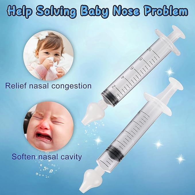 Nasal Syringe for Baby - 4PCS with Cleaning Tools - Safe Silicon Baby Nasal Aspirator Qucik Syringe Nose Cleaner Rinsing Tool for Baby/Infant/Kid (Blue, 4PCS)