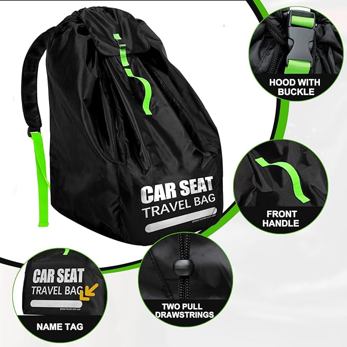 Car Seat Travel Bag for Airplane, Large Car Seat Bags for Air Travel with Comfort Padded Straps, Carseat Storage Bag / Backpack for Carseat Airport, Carseat Cover Travel - Baby Travel Essential