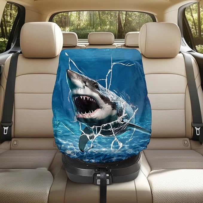 XYZCANDO Shark Infant Car Seat Cover for Summer Cartoon Car Seat Covers for Babies Washable Baby Car Seat Shade Cover Elastic Car Seat Sun Cover for Baby Car Accessories Gift for Holiday