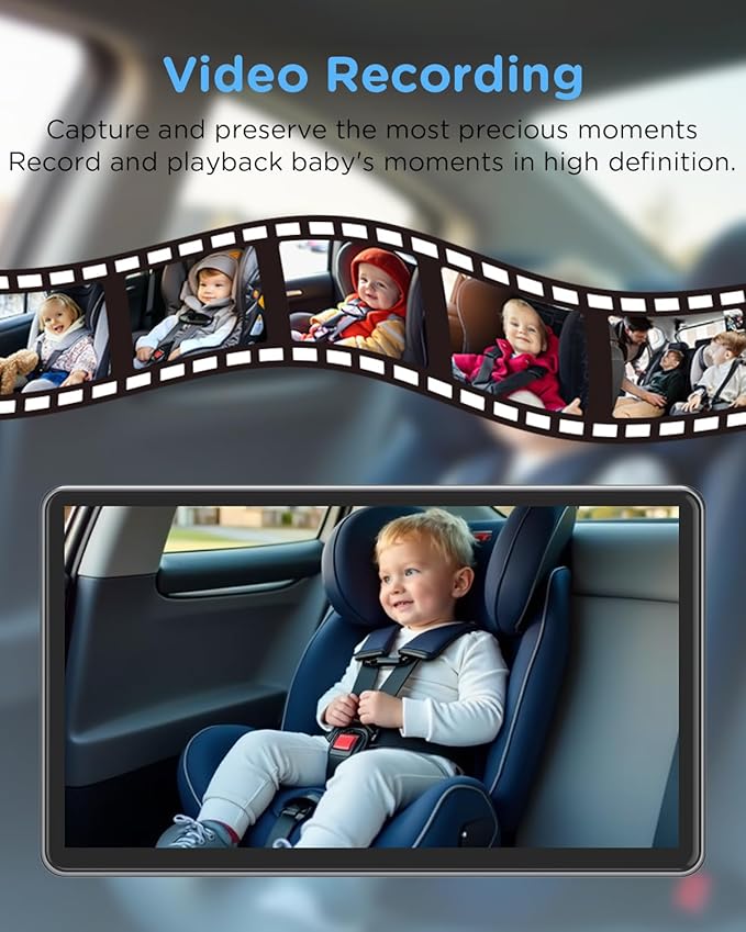 7" Touchscreen Baby Car Mirror, Baby Car Camera HD 1440P, View Infant in Rear Facing Seat with 150°Wide Angle, Night Vision, Easy Setup (Jet Black)