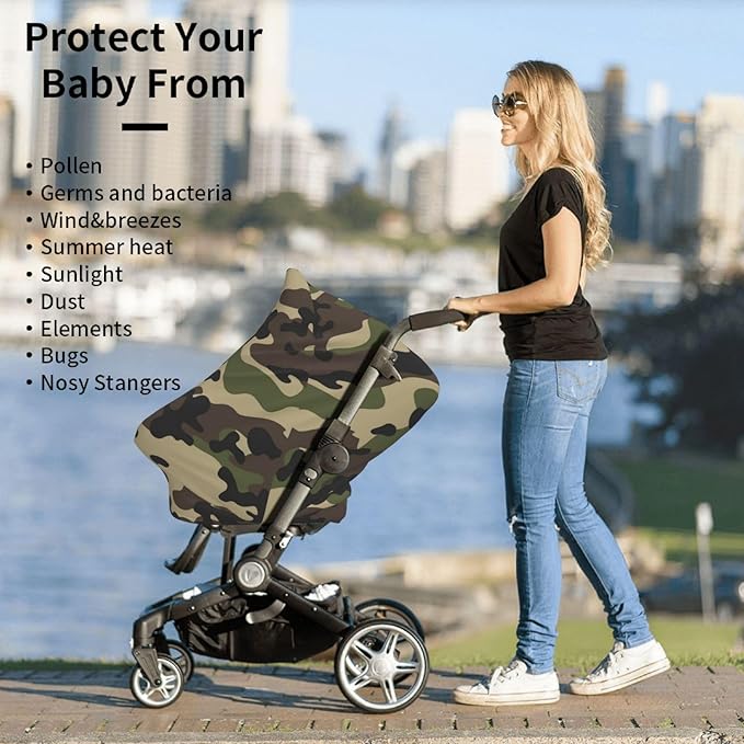 Camo Baby Car Seat Covers Multi-use Carseat Canopy for Boys and Girls Stretchy Infant Carseat Cover Shower Gifts