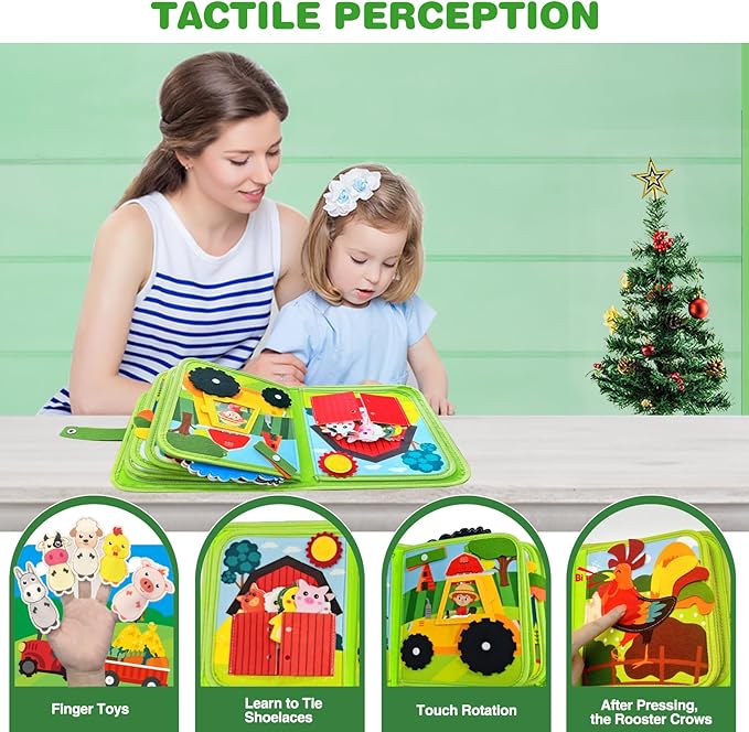 Busy Book for Toddlers, Montessori Toys Busy Board for Toddlers, Birthday Gifts for Boys & Girls, Quiet Activity Book with Life Skills, Cognition, Sorting - Autism Sensory busy book, Travel toys