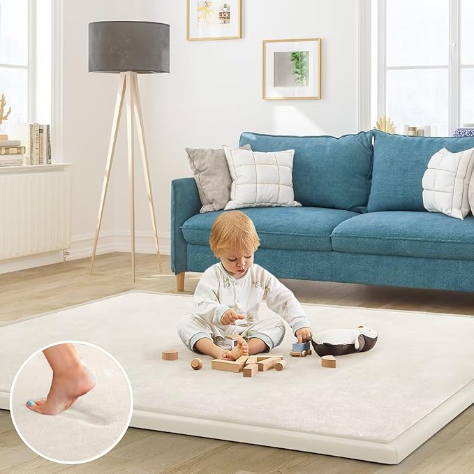Baby Play Mat for Floor Nursery Rug Muscle Mat Area Rug Playroom Rug 79"x158" Playpen Mat Memory Foam 1.3" Thick Crawling Mat for Babies,Toddlers, Infants, Kids,Cream