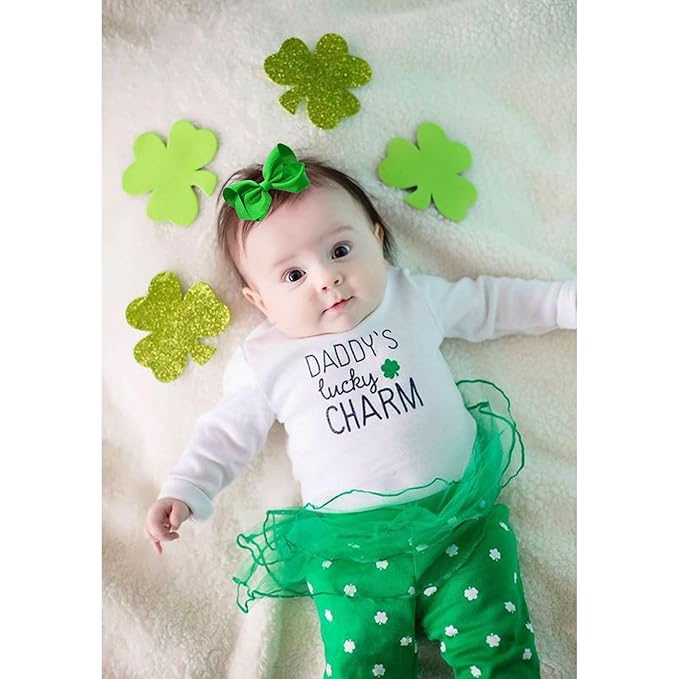 7Pcs St. Patrick's Day Hair Bows Clips for Girls Hair Accessories Toddler Bows for Girls Kids(Green)
