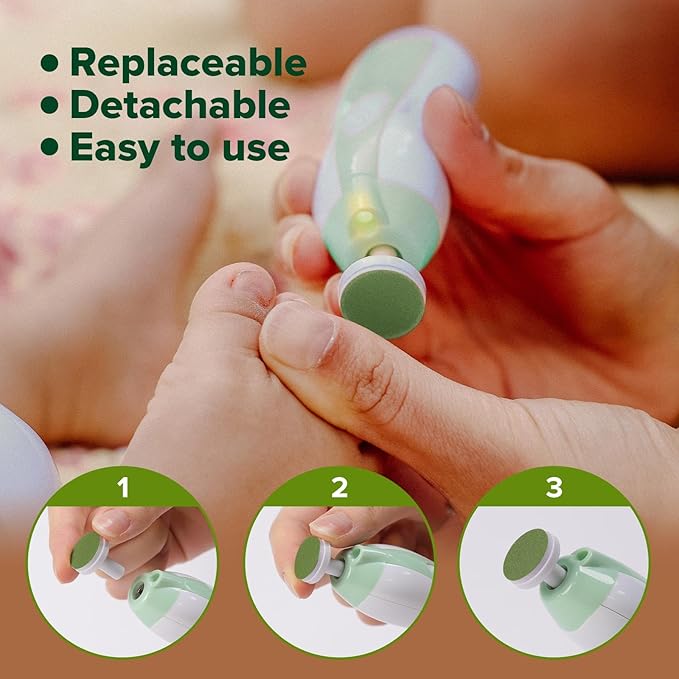 haakaa Electric Nail Trimmer Replacement Pads Baby Nail Trimmer Heads for Standard Baby Nail File, 4pcs, Meadow