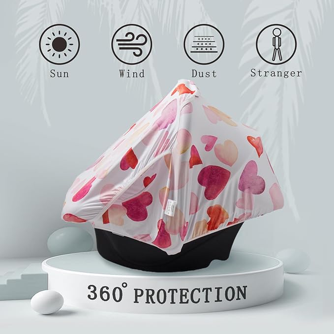 Baby Car Seat Canopy Cover, Breathable Sun Shade, Full Privacy for Newborns & Infants, Universal Fit for Boys & Girls