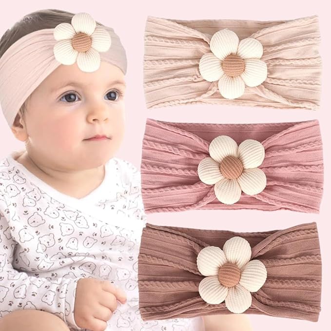 Baby-Girls Floral-Bows-Headband Baby-Turban-Knotted-Elastic-Soft-Headwrap for Newborn-Infant-Toddler Hair-Accessories