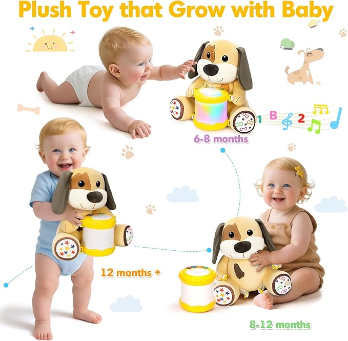 Hodurgyi Baby Toys 6-12 Months, Puppy Musical Plush with Lights, ABCs, Animal Sounds, Numbers, Infant Early Learning Toy,Christmas Birthday Gifts for 6+ Month Boys &Girls