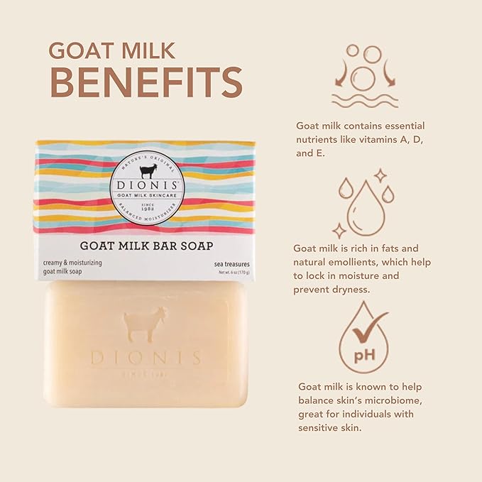 Dionis Goat Milk Sea Treasures Moisturizing Bar Soap with Ocean Breeze & Floral Essence 6 oz (Pack of 1)