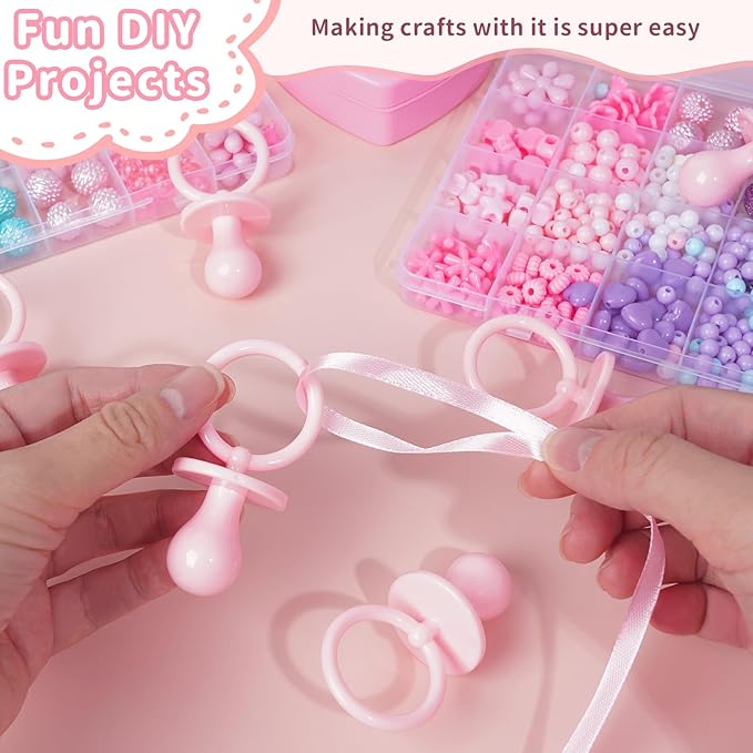 36 Plastic Pacifiers for Baby Shower Game, 2.75’’ Baby Shower Pacifiers, Pink Pacifiers Baby Shower Decoration DIY, Gender Reveal Party Table Scatter/Baby Shower Party Favors (Pink)