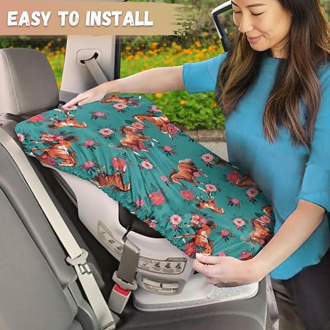 Car Seat Sun Shade Cover Retro Horse Carseat Protector Car Seat Cover Keeps Your Toddler Baby Seat at a Cool Temperature, Easy to Install