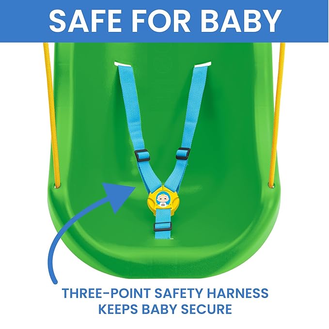 CoComelon 2-in-1 Outdoor Swing by Delta Children – for Babies and Toddlers – Full Bucket Seat