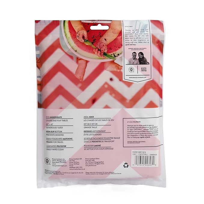 Prince Lionheart Catch All Protective Floor Mat, Orange Chevron