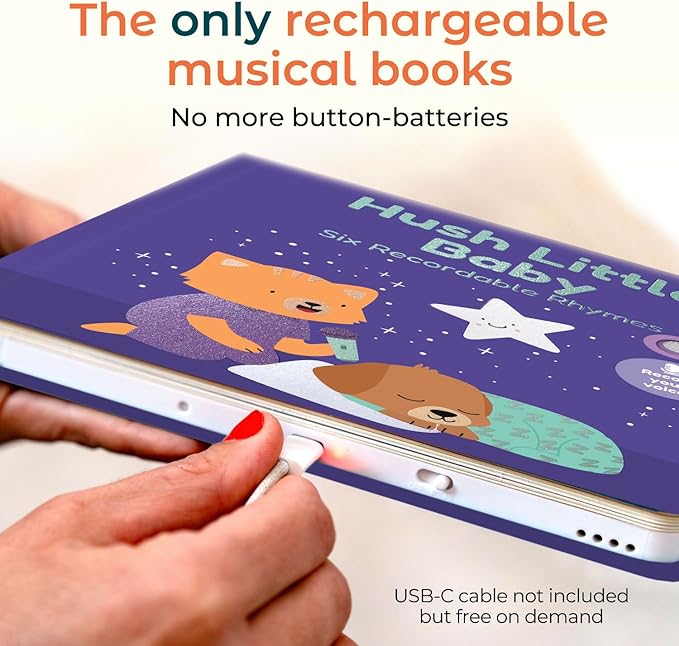 Cali's Books Hush Little Baby Recordable Music Book Toddlers 1-3 Years Old - Lullaby Rhymes Musical Book, Headphone Jack, Interactive Sound Book, Voice Recording Song Toy Children Girls Toddler Boys