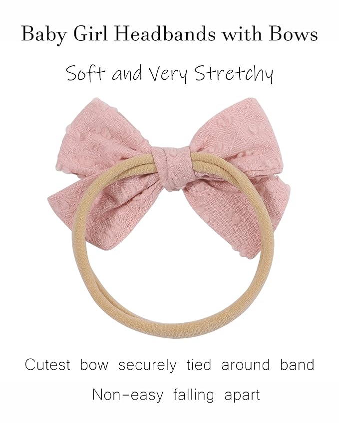 jollybows 12pcs Baby Headband Bows for Girls Newborn Soft Nylon Head Wraps Infant Headwrap Hair Accessories Toddler Kids