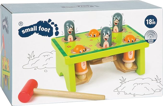Small Foot Mole 11162 Knock Bench 100% Certified Wood Robust Hammer Game from 18 Months