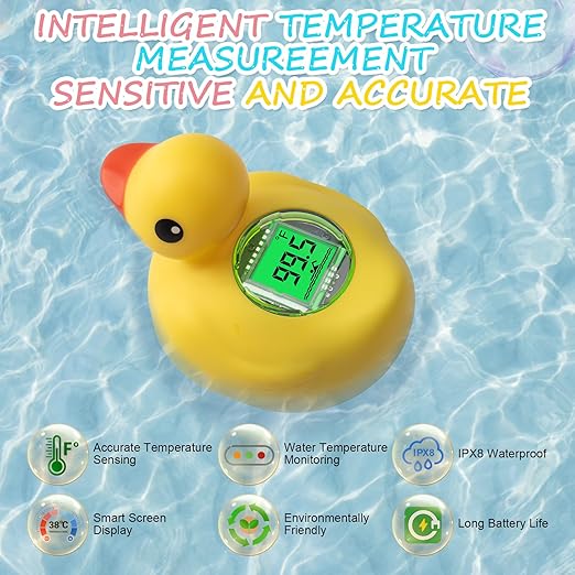 Rechargeable Baby Bath Thermometer-IP68 Waterproof-BPA-Free Bath Thermometer Baby Safety-Fast Temperature Reading& Backlit Display for Infants, Toddler by AXHHTVCGY