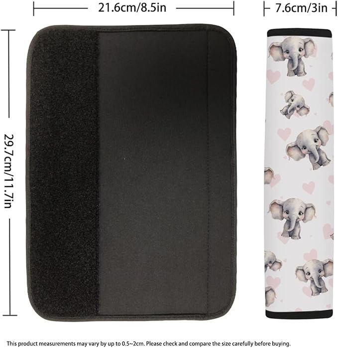 Car Seat Shoulder Strap Pads Seat Belt Pad Pink Seatbelt Covers Elephant 4 Pack Seat Belt Cover Pads Shoulder Pads for Straps Seat Belt Cushion for Kids Car Seat Pads for Straps Seatbelt Pad