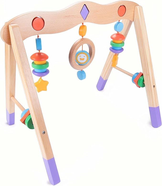 Little Olympians Wooden Baby Gym - Child Activity Center Newborns & Early Infants - Wood Mobile Interactive Play Station for Tummy Time - Educational & Developmental Learning Toys, Ages 0-5 Months