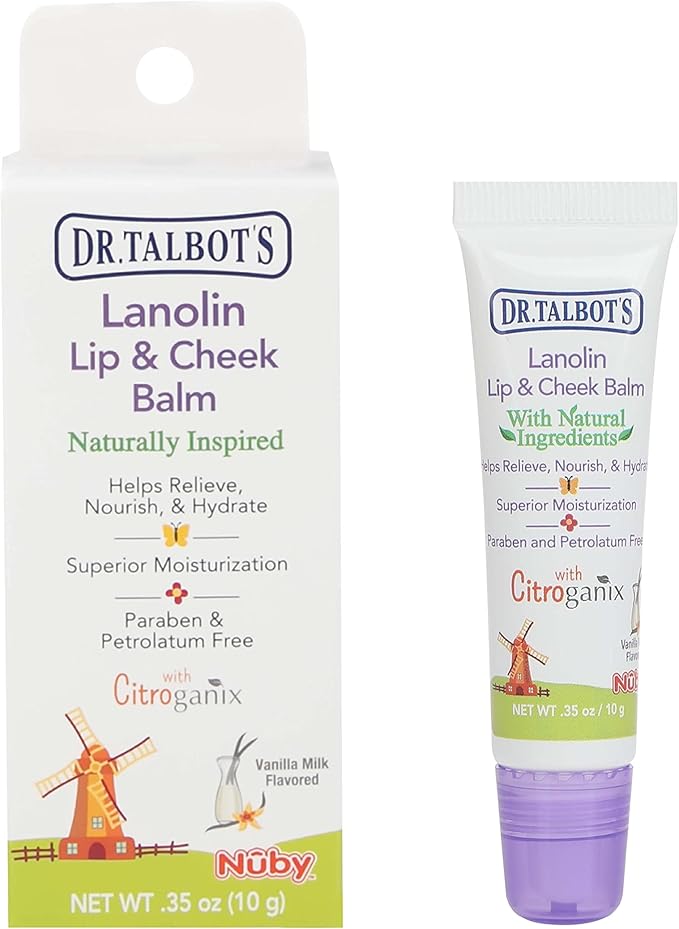 Dr. Talbot's Lanolin Lip & Cheek Balm for Baby, Naturally Inspired with Citroganix, Vanilla Milk Flavor, 0.35 Ounce