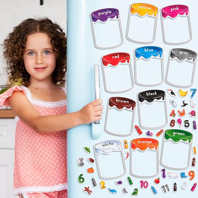 66 PCS Magnetic Color Sorting Set, Magnetic Numbers & Colors Sorting Toys for Toddlers, Numbers Color Sorting Magnets for Fridge and Whiteboard, Recognition Sorting Set - Simply Magic