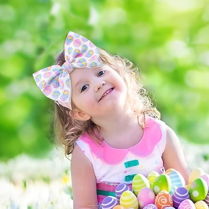 Easter Bows for Girls Infant Easter Headbands Hair Bows for Baby Girl Bunny Egg Headband Bow Baby Girl Headbands with Bows Easter Gifts Pink